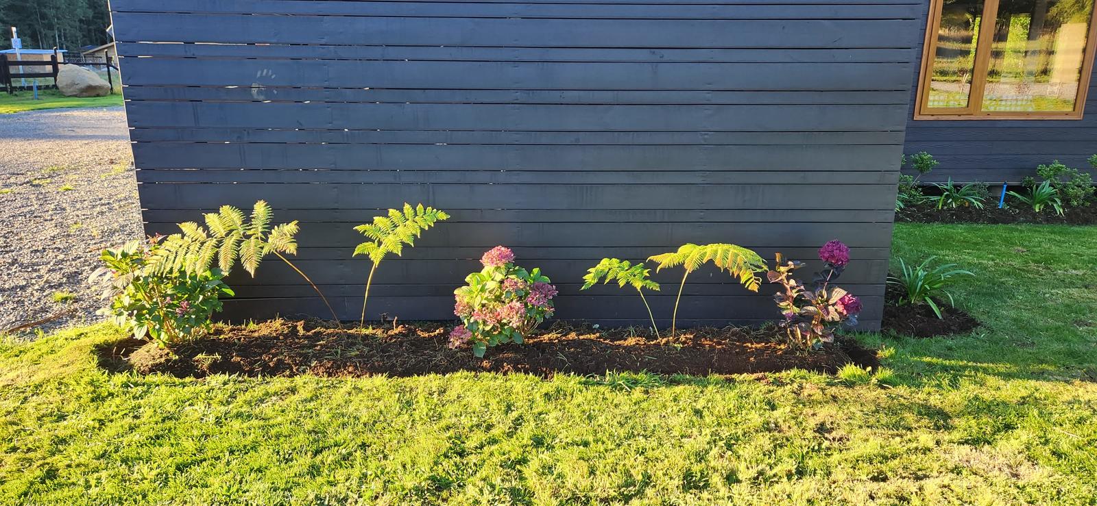 Jardín terminado con césped establecido en Villarrica