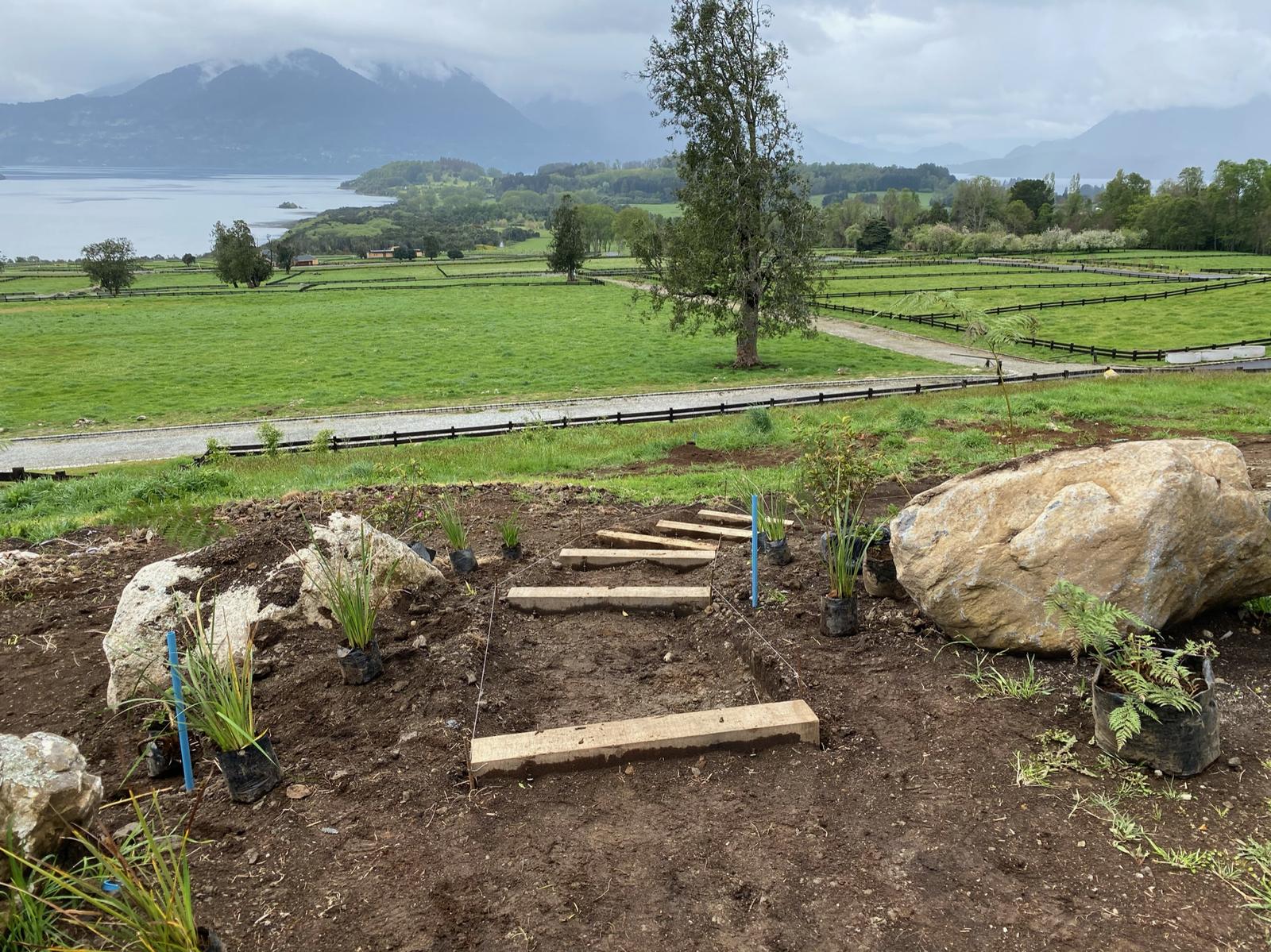 Incorporación de rocas de gran volumen en el diseño paisajístico